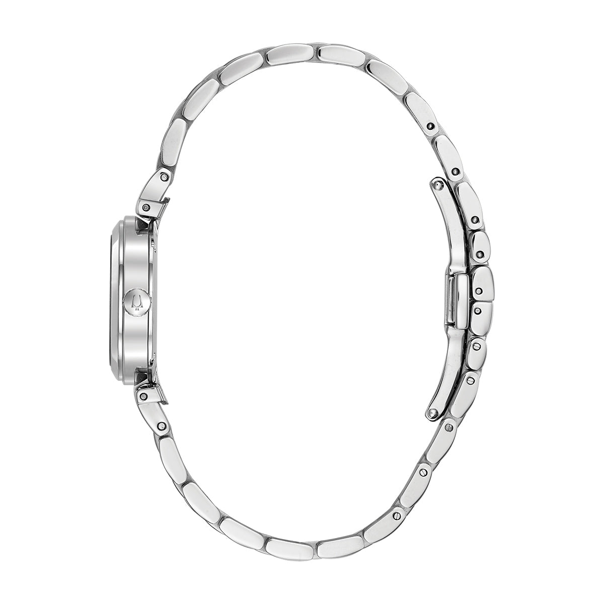 Bulova Ladies' Quartz Stainless Steel Watch with Diamond Accent Mother of Pearl Dial front view