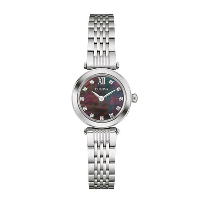 Bulova Ladies' Quartz Stainless Steel Watch with Diamond Accent Mother of Pearl Dial