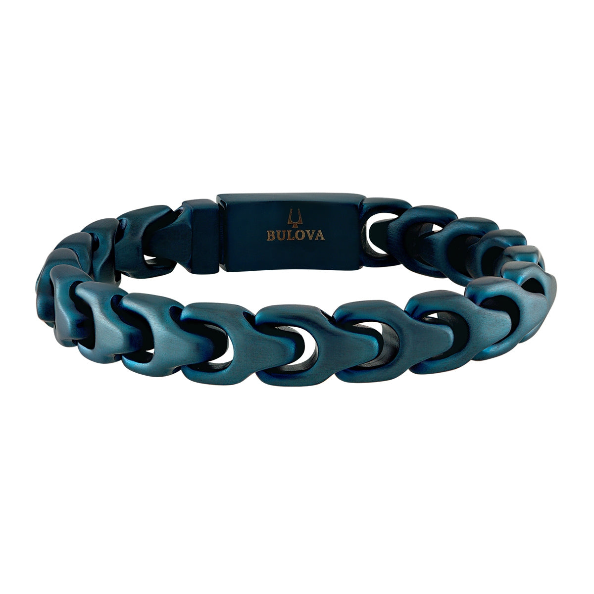 Bulova Men's 8mm 8-inch Link Bracelet in Blue Ion Plated Stainless Steel