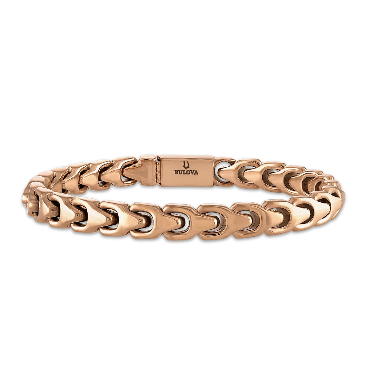 Bulova Men's 8mm 8-inch Link Bracelet in Rose Gold-Tone Ion Plated Stainless Steel