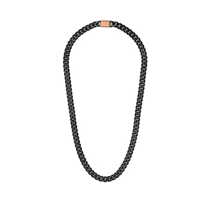 Bulova Men's Latin Grammy 10mm 24-inch Curb Chain in Gunmetal Gray Ion Plated Stainless Steel front view