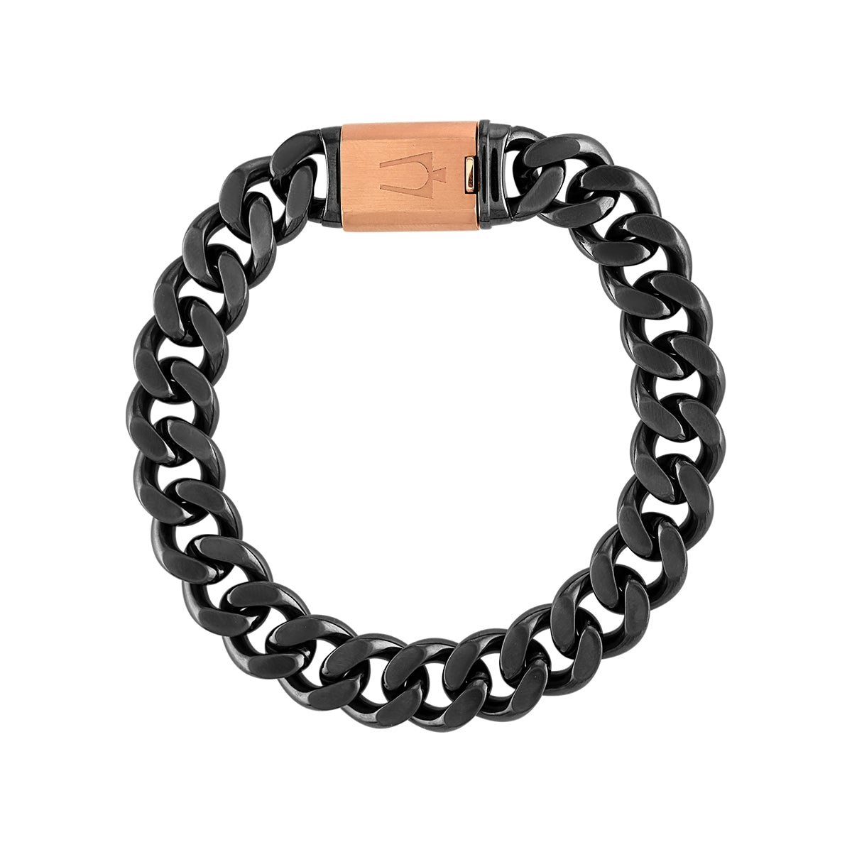 Bulova Men's Latin Grammy 13mm 8.5-inch Curb Chain Bracelet in Gunmetal Gray Ion-Plated Stainless Steel