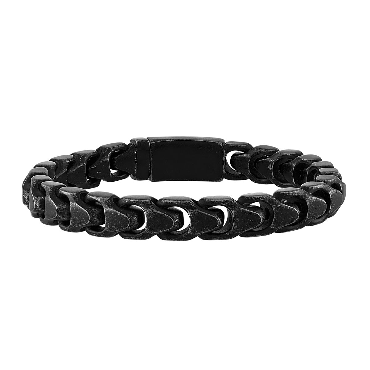 Bulova Men's 8mm 8.5-inch Link Bracelet in Antiqued Matte Black Ion Plated Stainless Steel