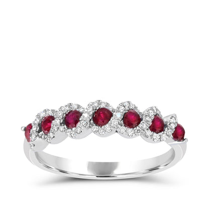 Round Ruby & 1/7 ct. tw. Diamond Twist Ring in 14K White Gold