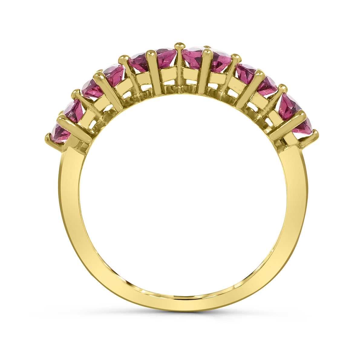 Oval Purple 6-Stone Garnet Ring in 14K Yellow Gold close-up detail