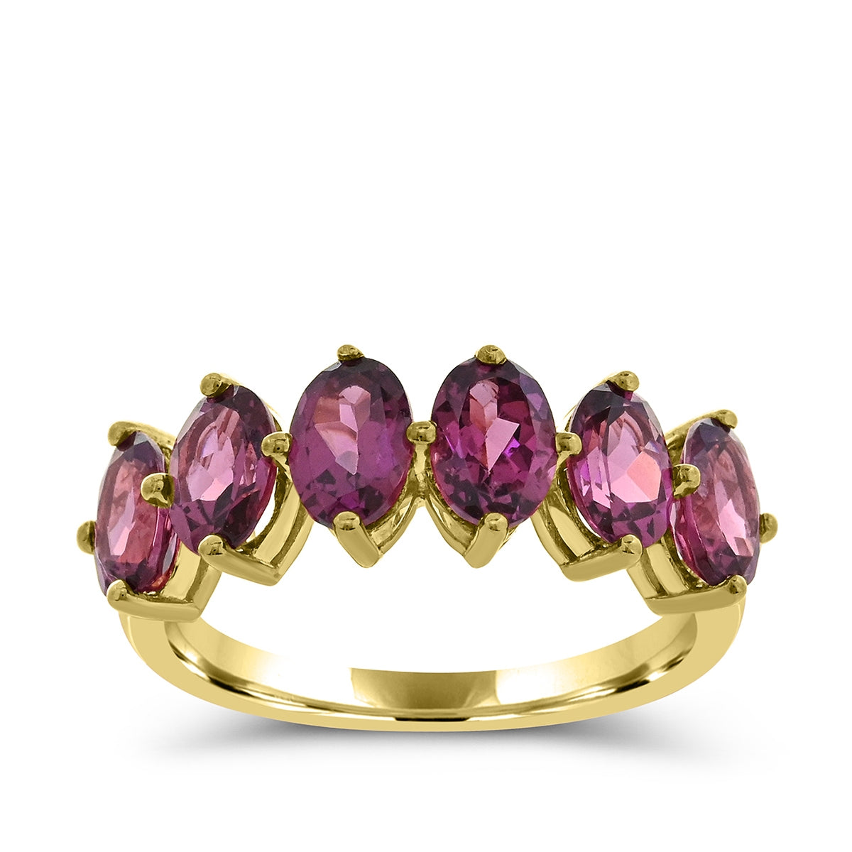 Oval Purple 6-Stone Garnet Ring in 14K Yellow Gold