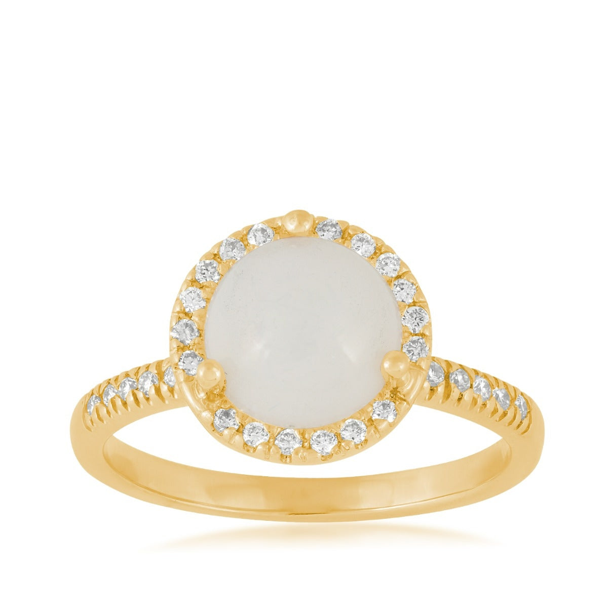 Opal & 1/6 ct. tw. Diamond Halo Ring in 14K Yellow Gold