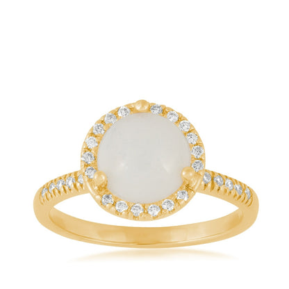Opal & 1/6 ct. tw. Diamond Halo Ring in 14K Yellow Gold
