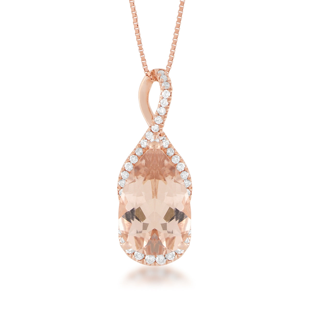 Pear Morganite & 1/7 ct. tw. Diamond Twist Pendant in 14K Pink Gold