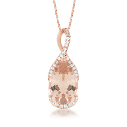 Pear Morganite & 1/7 ct. tw. Diamond Twist Pendant in 14K Pink Gold
