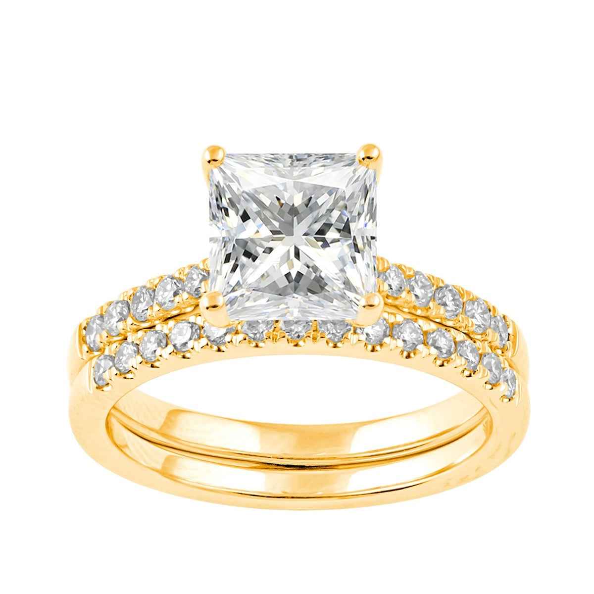 Adamante 2 ct. tw. Lab-Grown Princess Cut Diamond Wedding Set in 14K Yellow Gold