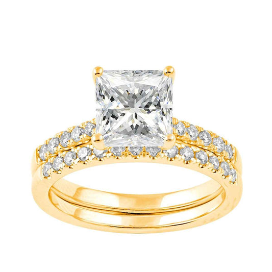 Adamante 2 ct. tw. Lab-Grown Princess Cut Diamond Wedding Set in 14K Yellow Gold