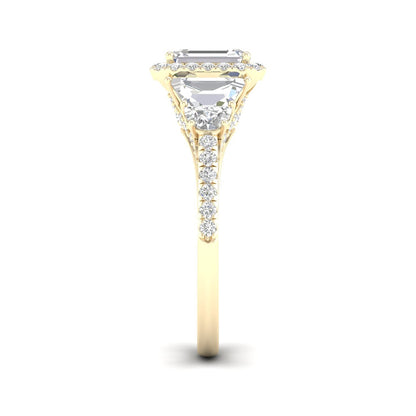 Adamante 3-1/3 ct. tw. Lab-Grown Emerald Cut Diamond Halo Engagement Ring in 14K Yellow Gold side profile