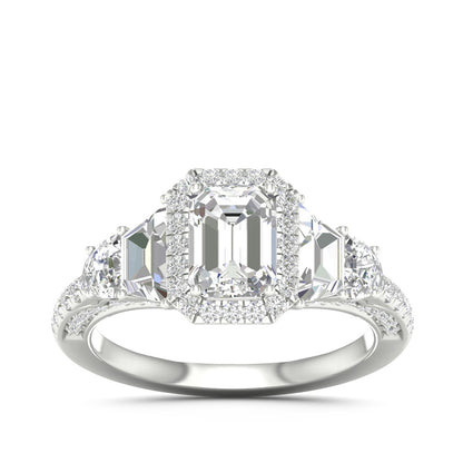 Adamante 3-1/3 ct. tw. Lab-Grown Emerald Cut Diamond Halo Engagement Ring in 14K White Gold
