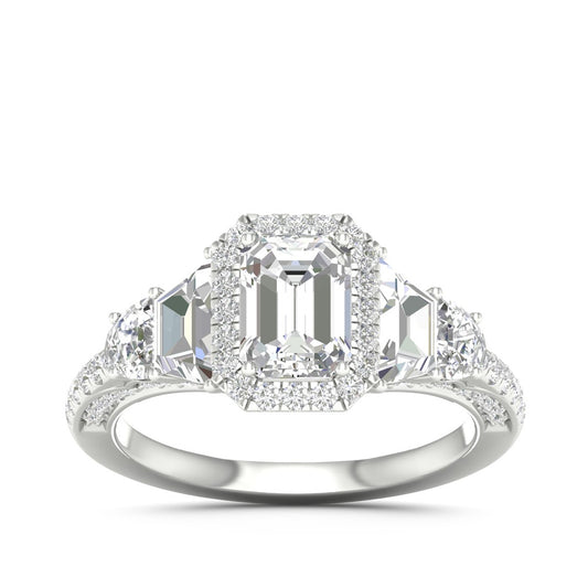 Adamante 3-1/3 ct. tw. Lab-Grown Emerald Cut Diamond Halo Engagement Ring in 14K White Gold