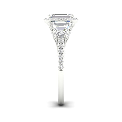 Adamante 3-1/3 ct. tw. Lab-Grown Emerald Cut Diamond Halo Engagement Ring in 14K White Gold side profile