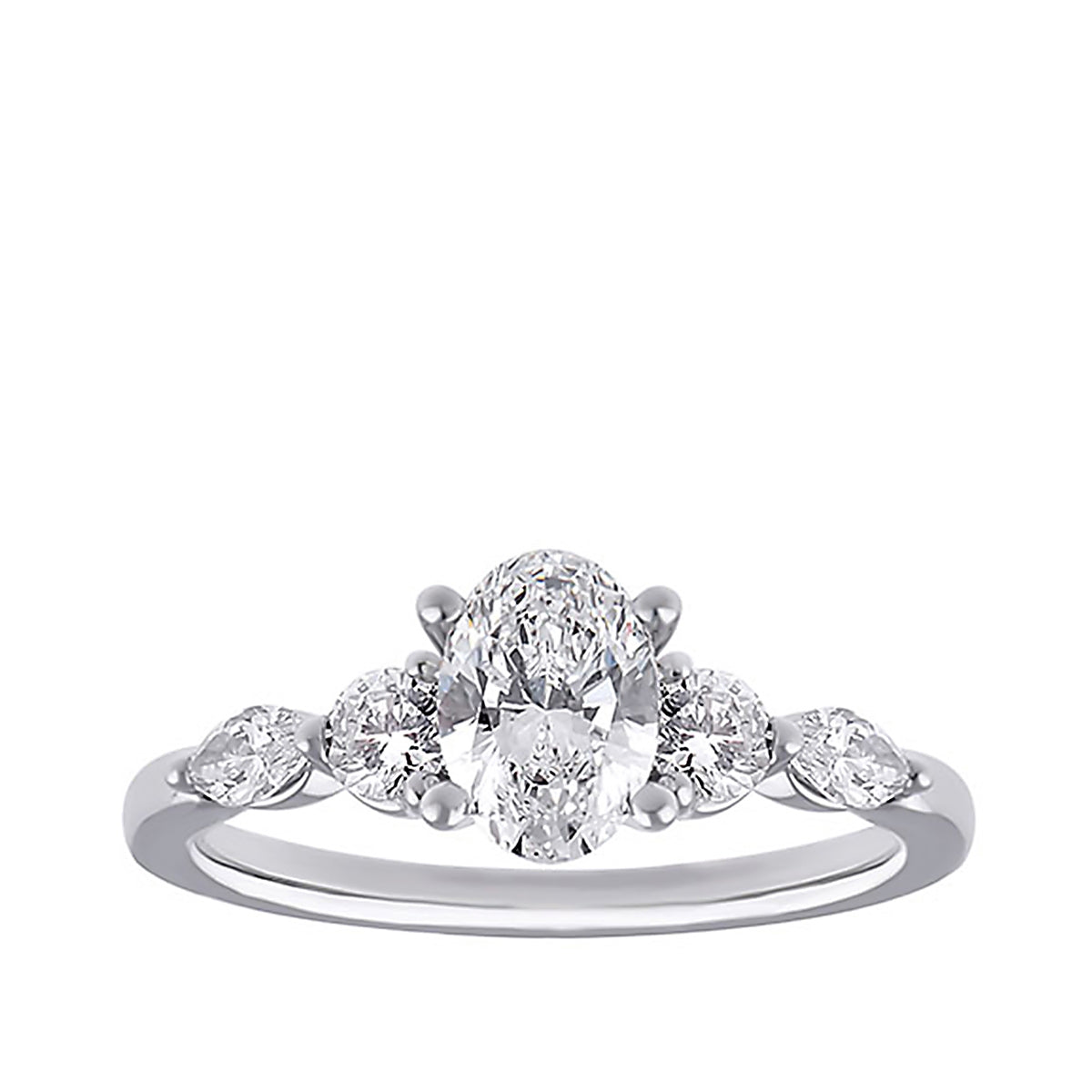 Adamante 1-1/2 ct. tw. Lab-Grown Oval, Round, & Marquise Diamond Engagement Ring in 14K White Gold