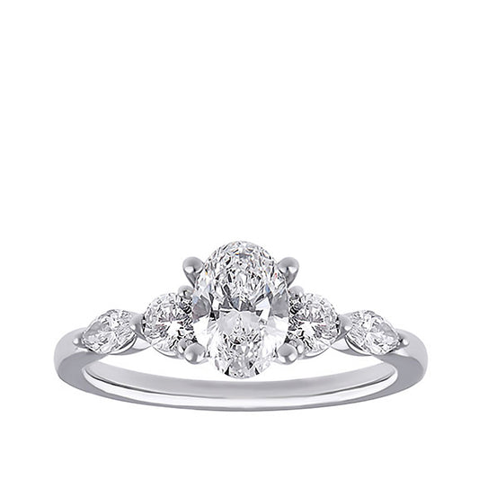 Adamante 1-1/2 ct. tw. Lab-Grown Oval, Round, & Marquise Diamond Engagement Ring in 14K White Gold