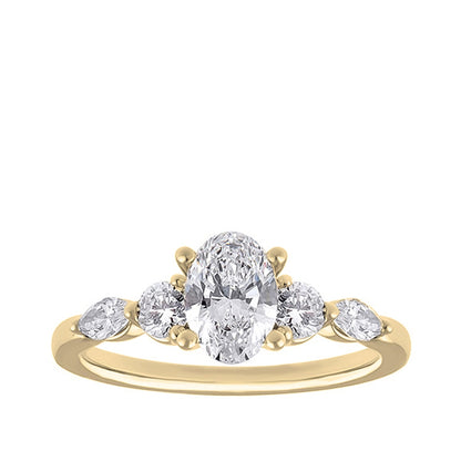 Adamante 1-1/2 ct. tw. Lab-Grown Oval, Round, & Marquise Diamond Engagement Ring in 14K Yellow Gold