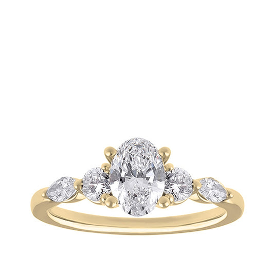 Adamante 1-1/2 ct. tw. Lab-Grown Oval, Round, & Marquise Diamond Engagement Ring in 14K Yellow Gold