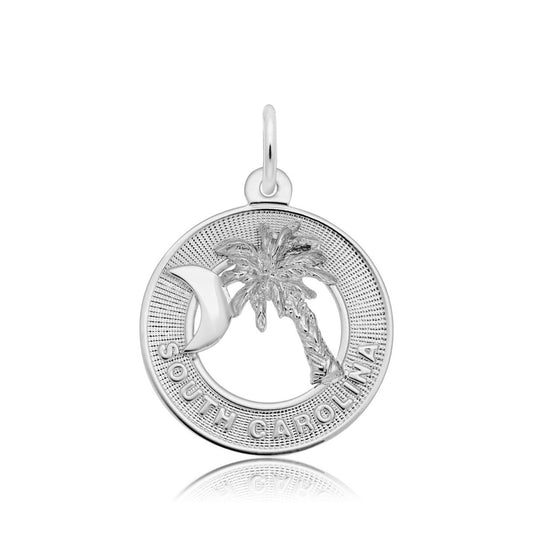 South Carolina Palmetto Disc Charm in Sterling Silver