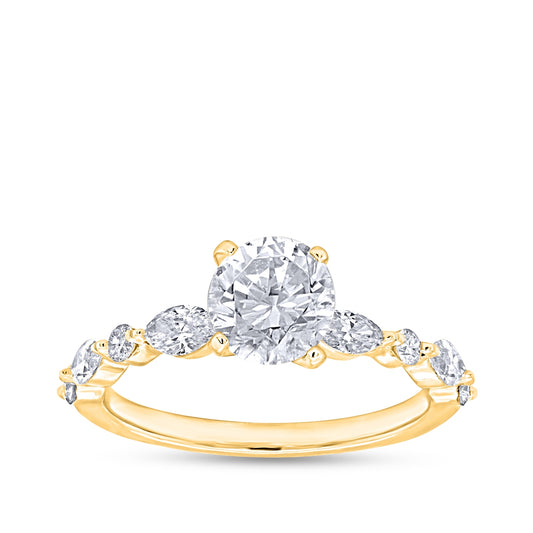 Noventa 1-1/2 ct. tw. Round & Marquise Diamond Engagement Ring in 14K Yellow Gold