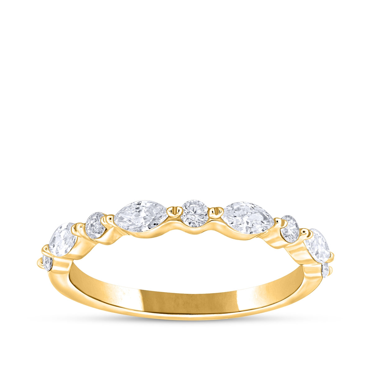 1/2 ct. tw. Marquise & Round Diamond Wedding Ring in 14K Yellow Gold