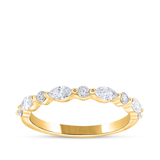 1/2 ct. tw. Marquise & Round Diamond Wedding Ring in 14K Yellow Gold
