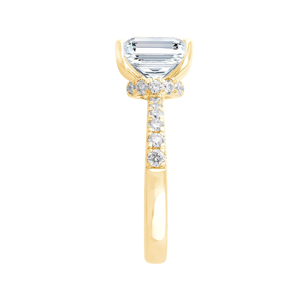 Adamante 3 ct. tw. Lab-Grown Princess Cut Diamond Hidden Halo Engagement Ring in 14K Yellow Gold front view