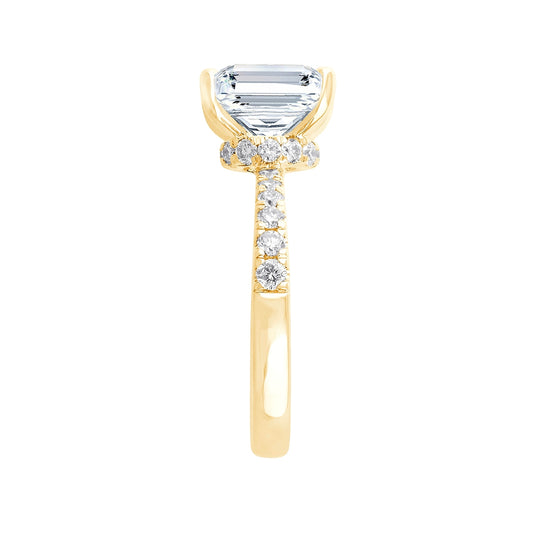 Adamante 3 ct. tw. Lab-Grown Princess Cut Diamond Hidden Halo Engagement Ring in 14K Yellow Gold front view