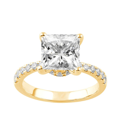 Adamante 3 ct. tw. Lab-Grown Princess Cut Diamond Hidden Halo Engagement Ring in 14K Yellow Gold