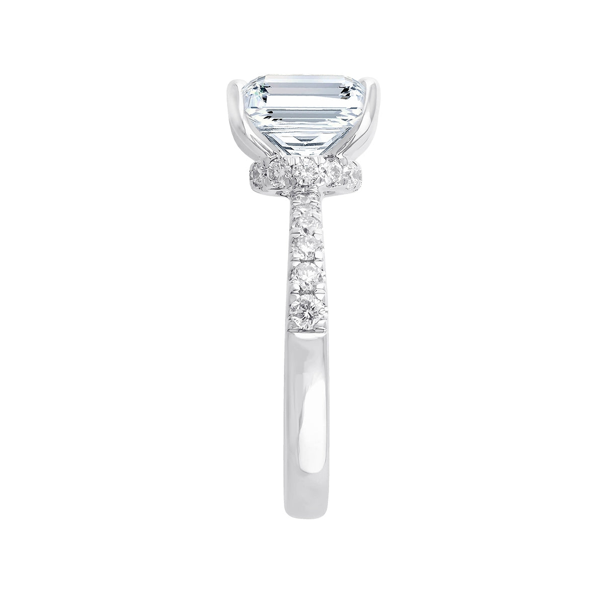 Adamante 3 ct. tw. Lab-Grown Princess Cut Diamond Hidden Halo Engagement Ring in 14K White Gold front view