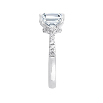Adamante 3 ct. tw. Lab-Grown Princess Cut Diamond Hidden Halo Engagement Ring in 14K White Gold front view