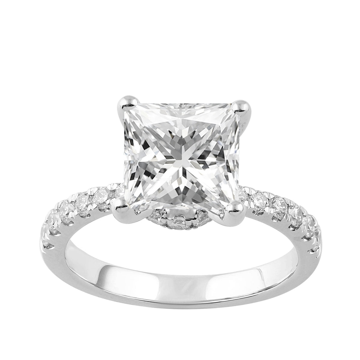 Adamante 3 ct. tw. Lab-Grown Princess Cut Diamond Hidden Halo Engagement Ring in 14K White Gold