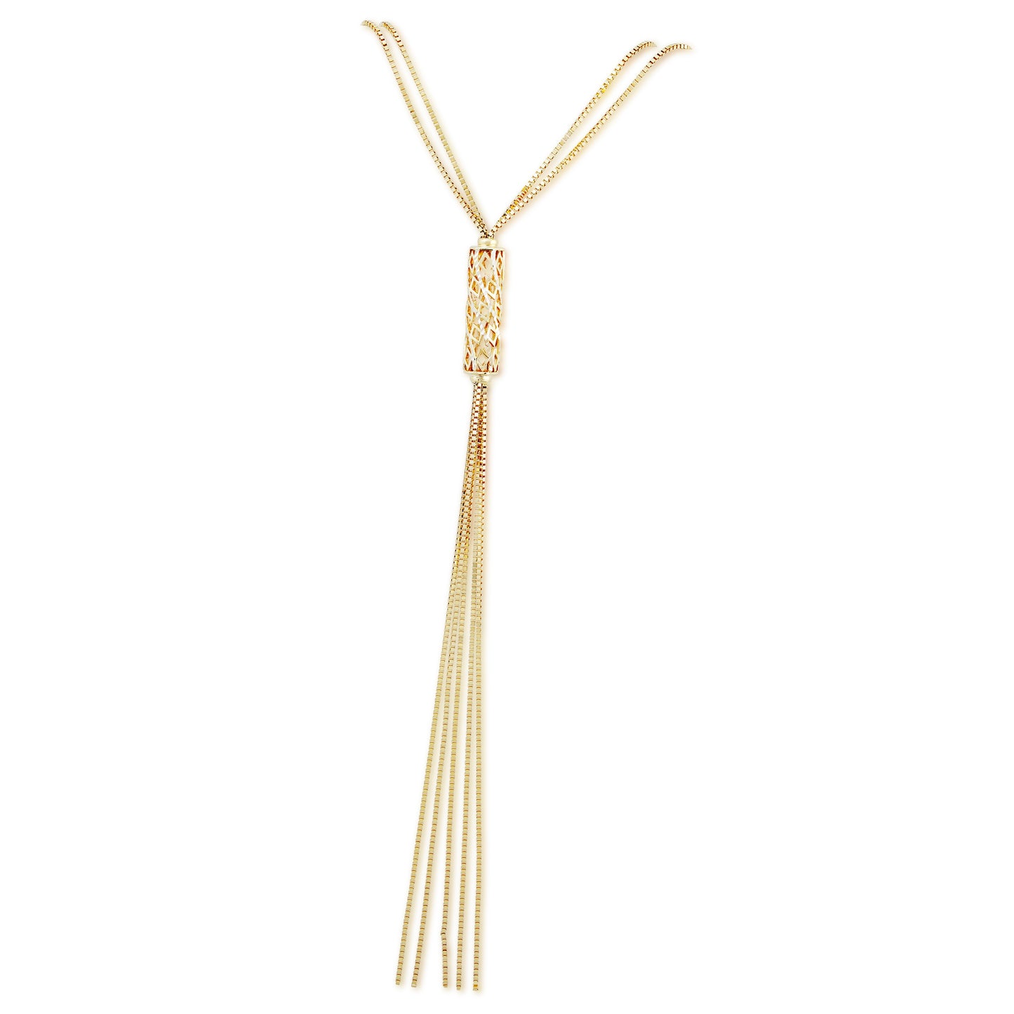 24-inch Ladies' Tassle Style Lariat Fashion Necklace in 10K Yellow Gold