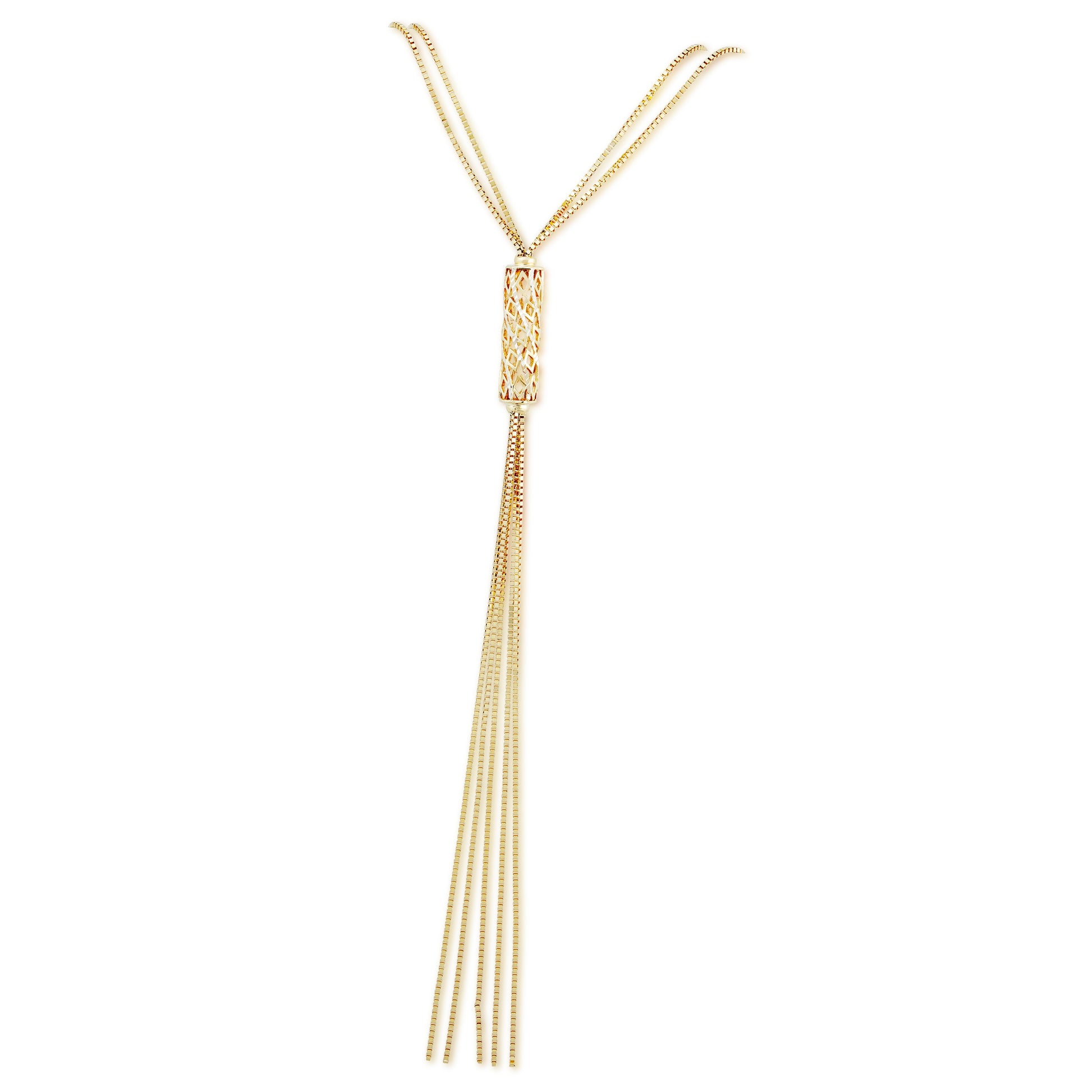 24-inch Ladies' Tassle Style Lariat Fashion Necklace in 10K Yellow Gold