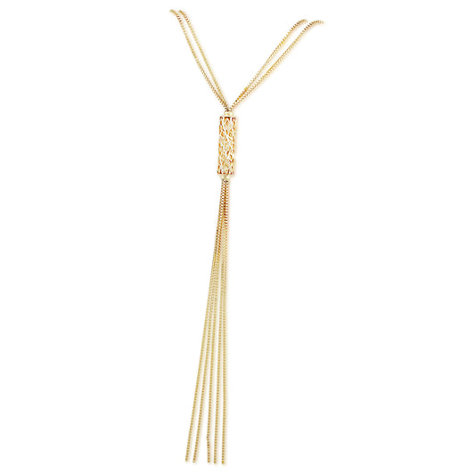 24-inch Ladies' Tassle Style Lariat Fashion Necklace in 10K Yellow Gold