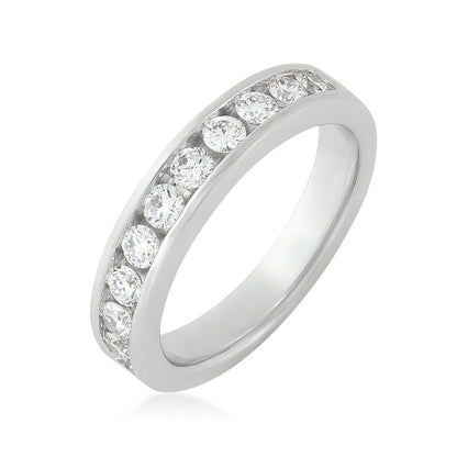 Adamante 3/4 ct. tw. Lab-Grown Round Brilliant 11-Stone Diamond Channel Set Anniversary Ring in 14K White Gold front view