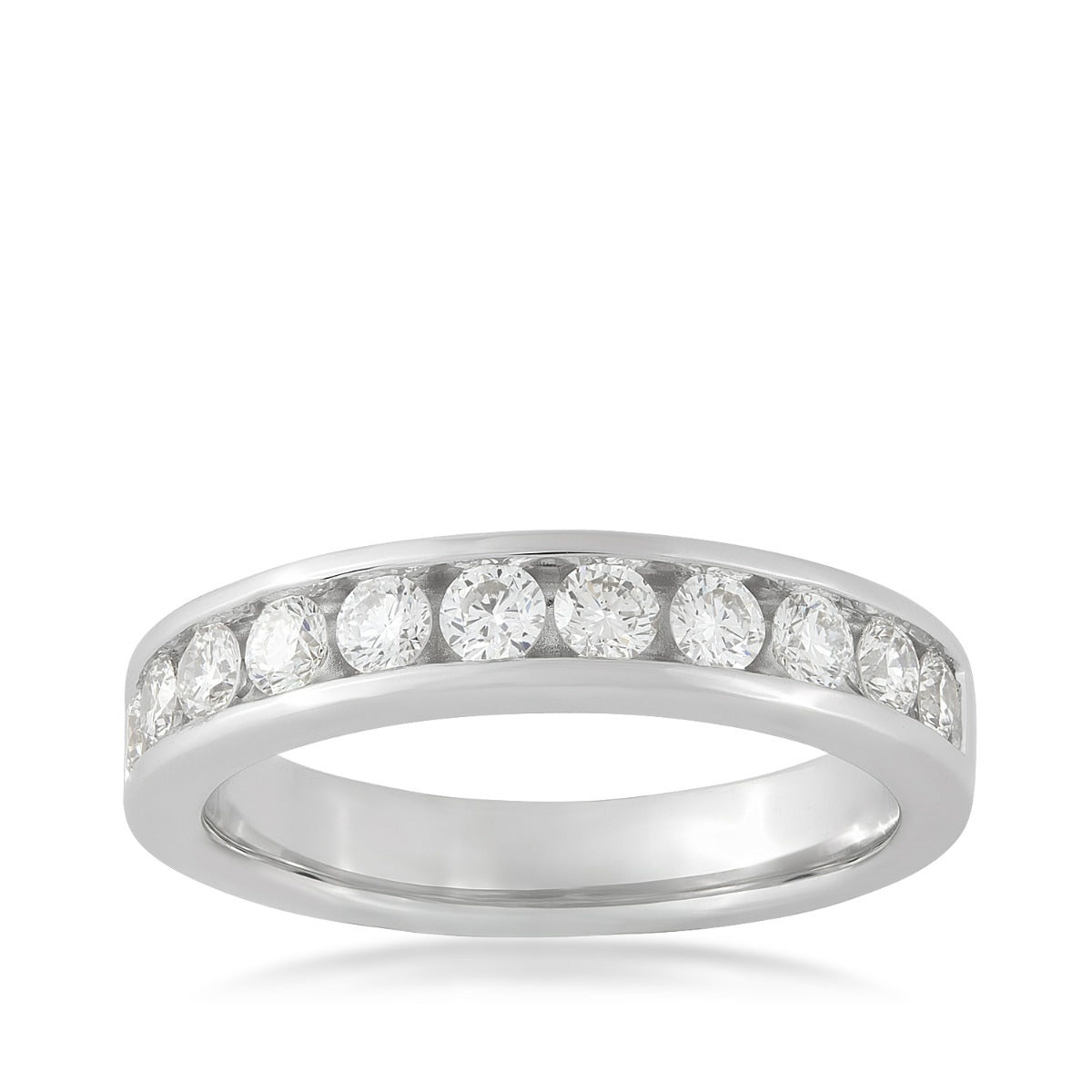 Adamante 3/4 ct. tw. Lab-Grown Round Brilliant 11-Stone Diamond Channel Set Anniversary Ring in 14K White Gold
