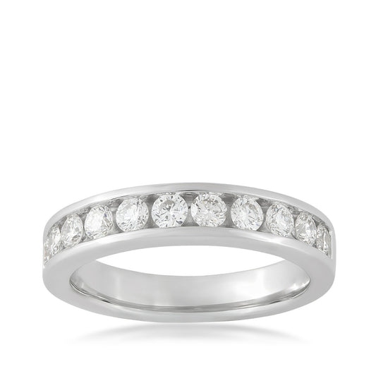 Adamante 3/4 ct. tw. Lab-Grown Round Brilliant 11-Stone Diamond Channel Set Anniversary Ring in 14K White Gold