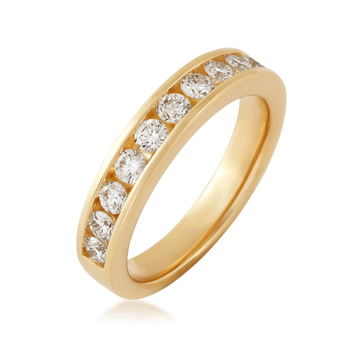 Adamante 3/4 ct. tw. Lab-Grown Round Brilliant 11-Stone Diamond Channel Set Anniversary Ring in 14K Yellow Gold front view