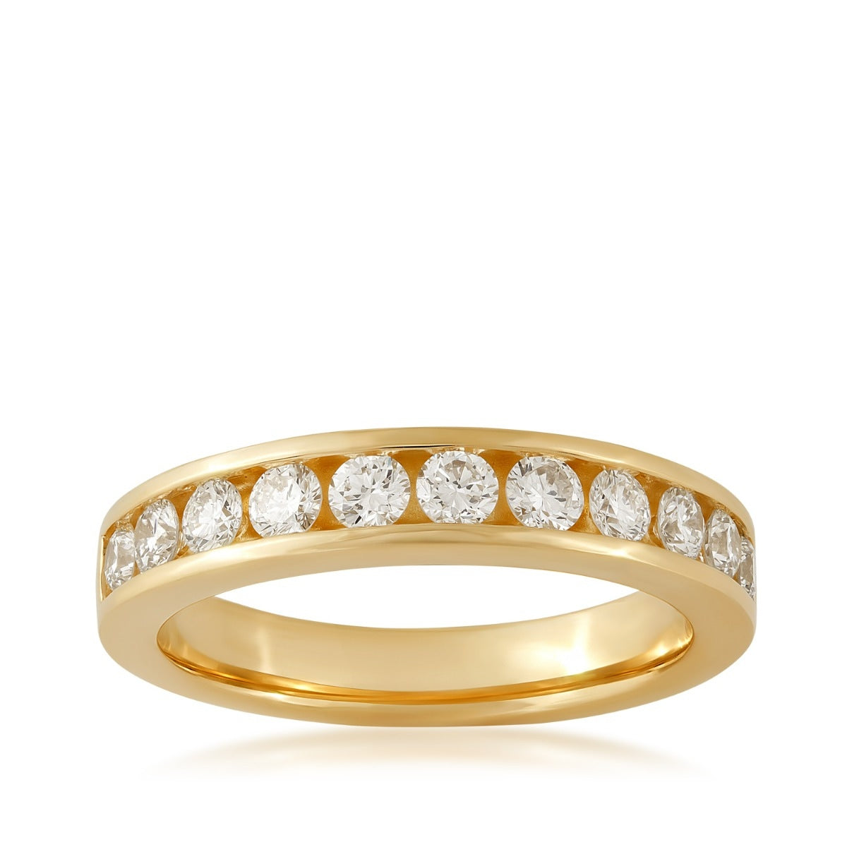 Adamante 3/4 ct. tw. Lab-Grown Round Brilliant 11-Stone Diamond Channel Set Anniversary Ring in 14K Yellow Gold