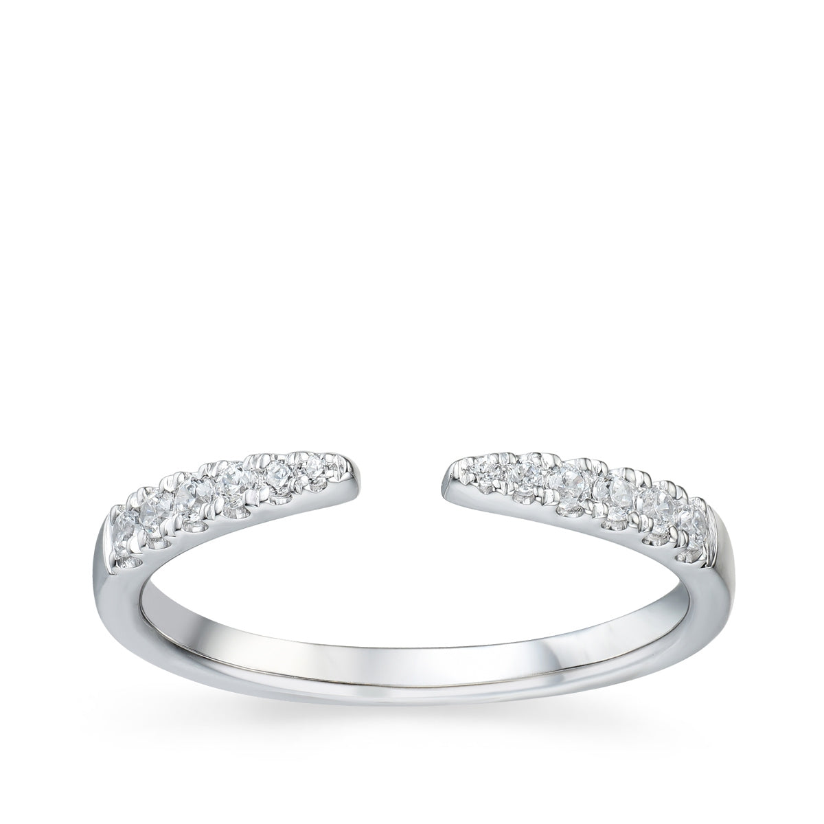 1/6 ct. tw. Round Diamond Tapered Open Wedding Ring in 14K White Gold
