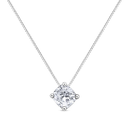 1 ct. tw. Cushion Diamond Solitaire Pendant in 14K White Gold