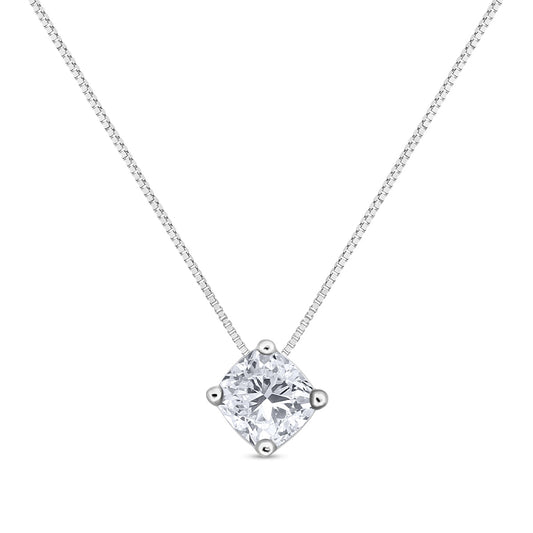 1 ct. tw. Cushion Diamond Solitaire Pendant in 14K White Gold