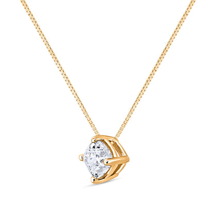 1 ct. tw. Cushion Diamond Solitaire Pendant in 14K Yellow Gold front view