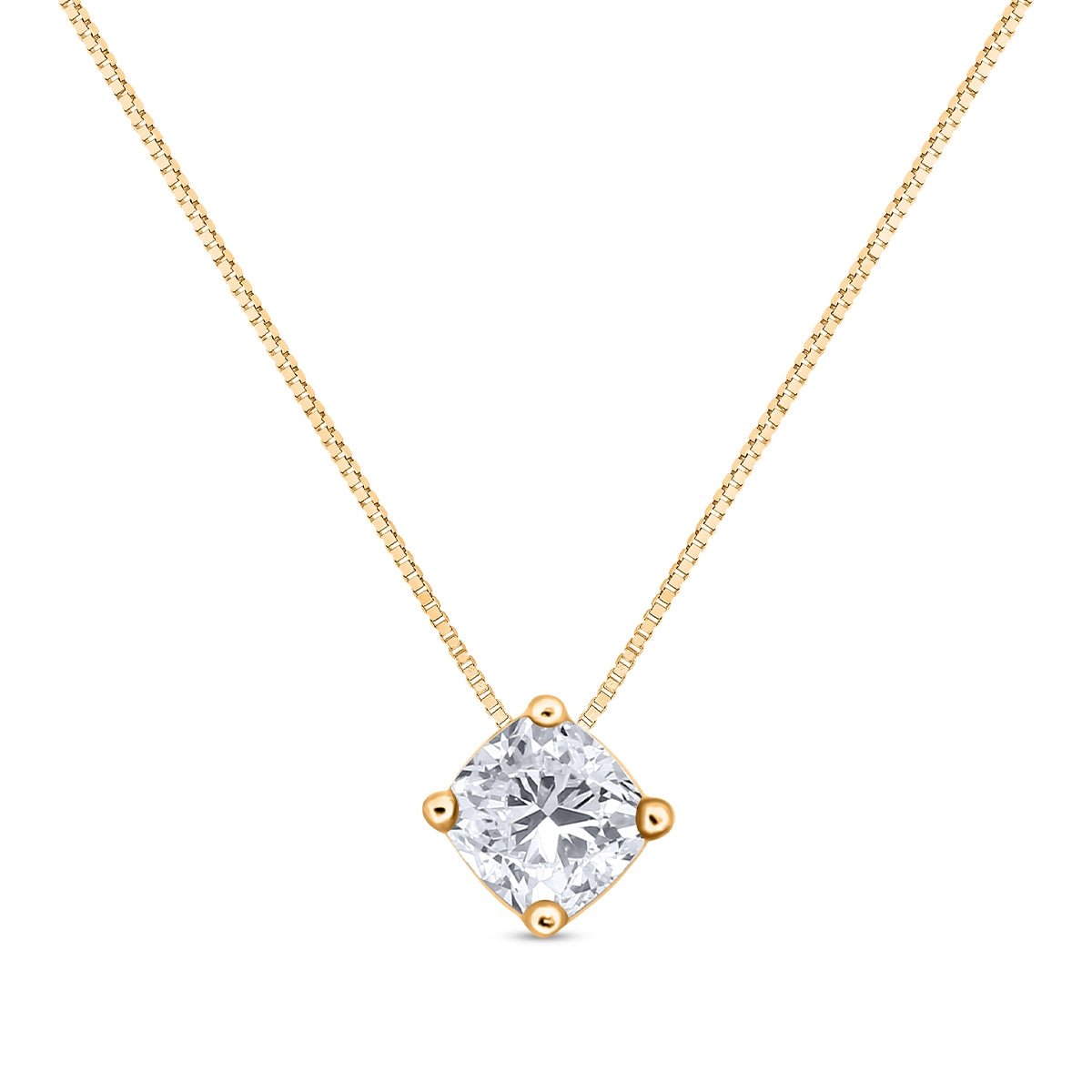 1 ct. tw. Cushion Diamond Solitaire Pendant in 14K Yellow Gold