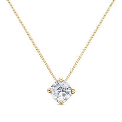 1 ct. tw. Cushion Diamond Solitaire Pendant in 14K Yellow Gold