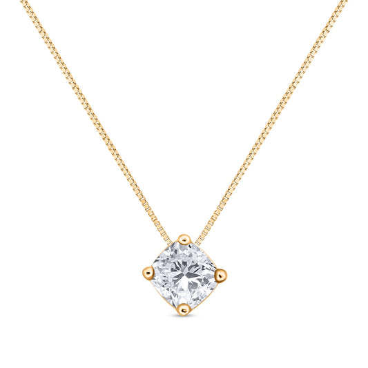 1 ct. tw. Cushion Diamond Solitaire Pendant in 14K Yellow Gold