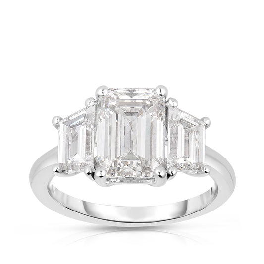 Adamante 4-3/4 ct. tw. Lab-Grown Emerald Cut 3-Stone Diamond Engagement Ring in 14K White Gold